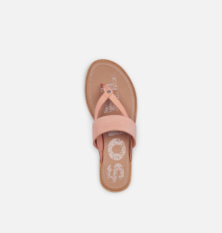 Womens Sandals Pink - Sorel Ella™ Flip Flat - 706-UXMFWR